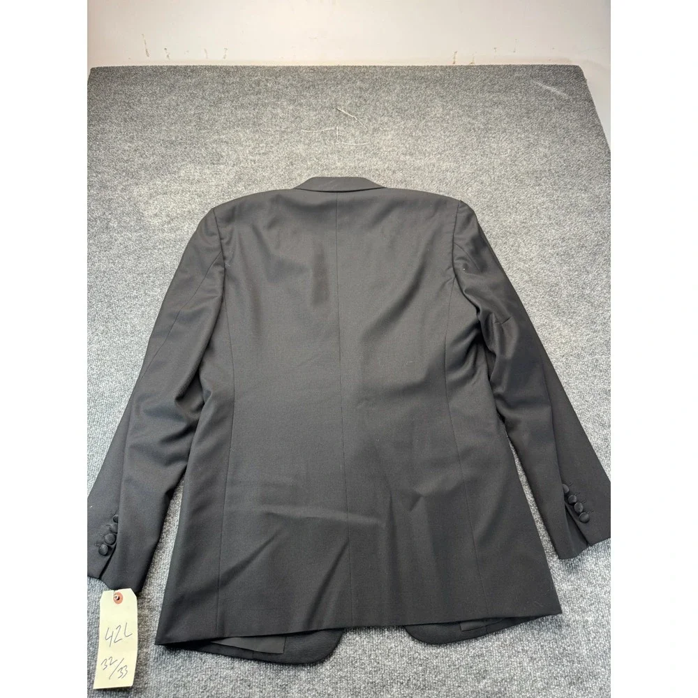 High Society Vintage Men's 2pc Tuxedo Black 42L Pleated Pants 32x31 Formal